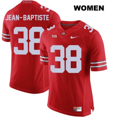 Women's NCAA Ohio State Buckeyes Javontae Jean-Baptiste #38 College Stitched Authentic Nike Red Football Jersey AP20B22XB